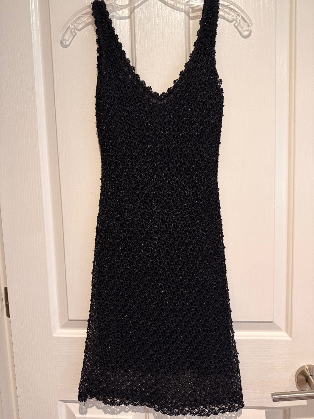 Carmen Marc Valvo midnight black beaded lined, cocktail dress. MED